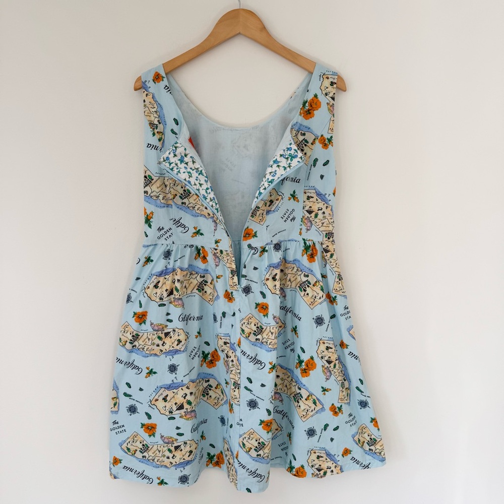 MODCLOTH Golden State California Novelty Print Fit & Flare Dress, Size M - Picture 10 of 16